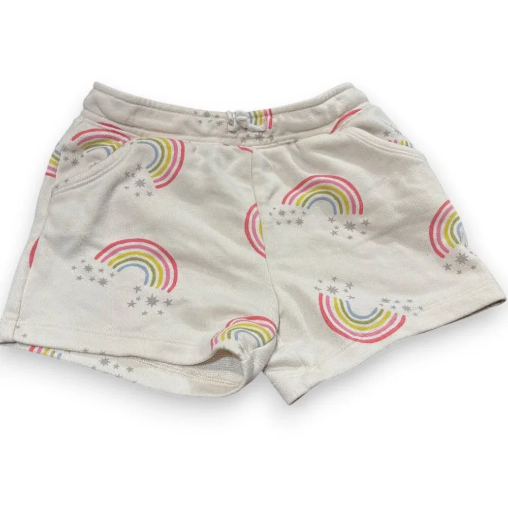 Old Navy toddler girl rainbow print terry pull‎ on drawstring shorts sz 4T